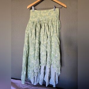 AMUR Asymmetrical Green Floral Whimsical Skirt